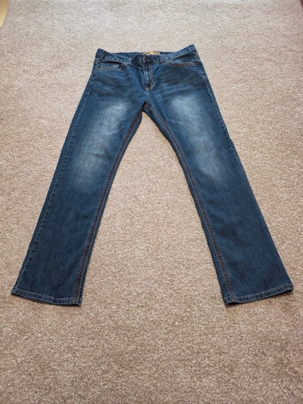 Seven7 Premium Denim Co Mens Slim Straight Fit Jeans Blue 36X32 Medium Wash